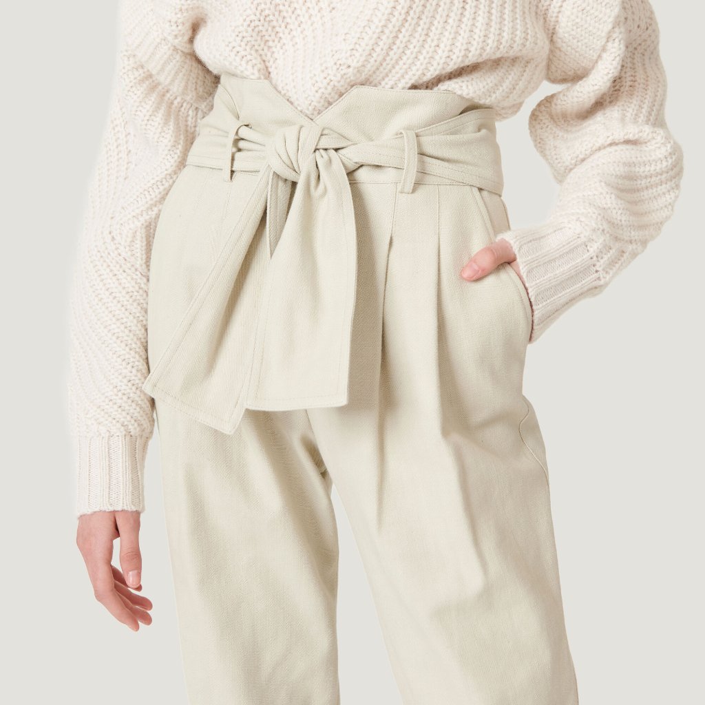Iro Beige Tapered High Waist Straight Trouser Pants - 100% Cotton - Nwt